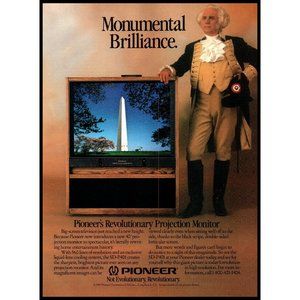 1988 Pioneer 40" Big Screen TV Vintage Print Ad 80s High Tech George Washington